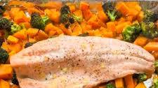Baked Salmon with Roasted Butternut Squash & Broccoli