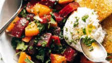 Beet and Burrata Salad with Fried Bread