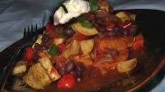 Black Bean Chili over Sweet Potatoes