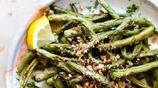 Blistered Green Beans with Lemon & Crushed Almonds