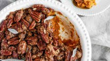 Bourbon Sweet Potato Casserole with Spicy Brown Sugar Pecans