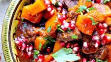 Butternut Squash Beef Stew with Cinnamon and Pomegranates