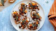 Butternut Squash Crostini with Goat Cheese and Fig Glaze