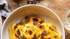 Butternut Squash Pasta Carbonara with Rosemary Bacon