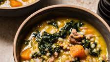 Butternut Squash, Sausage, Kale and Barley Soup