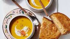 Butternut Squash Soup with Apple Grilled Cheese Sandwiches