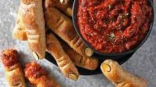 Cheese Finger Breadsticks and Roasted Red Pepper Dip