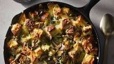 Cheesy Brussels Sprouts Bread Pudding
