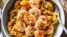 Cheesy Butternut Squash Rice With Shrimp