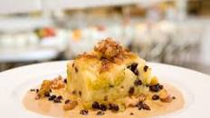 Chef Humphries’ Walnut Bread Pudding with Anglaise Sauce