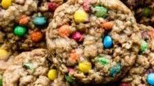 Chewy Oatmeal M&M Cookies
