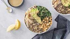 Chicken and Quinoa Power Bowl with Tahini Caesar Dressing