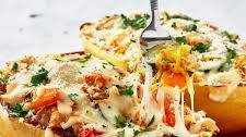 Chicken Primavera Spaghetti Squash Boats