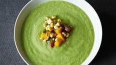 Chilled Cucumber and Avocado Soup with Mango Salsa