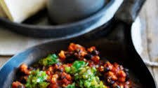Chilli black beans with jalapeno salsa