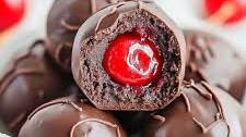 Chocolate Covered Cherry Brownie Bombs