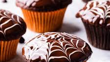 Chocolate Fudge Spiderweb Muffins