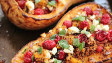 Cranberry, Feta and Quinoa Stuffed Butternut Squash