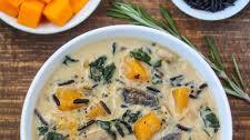 Creamy Butternut Squash and Wild Rice Soup (Vegan!)