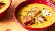 Creamy Butternut Squash Soup with Grilled Cheese Croutons