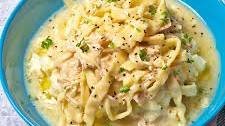Creamy Chicken and Noodles over Mashed Potatoes
