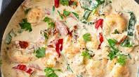 Creamy Garlic Shrimp with Spinach and Sun Dried Tomatoes