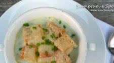 Creamy Havarti Cabbage Soup with Cheddar Croutons
