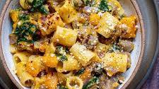 Creamy Rigatoni with Butternut Squash and Spicy Sausage