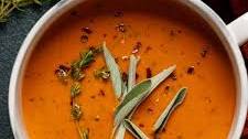 Creamy Roasted Red Pepper + Tomato Soup