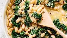 Creamy Skillet White Beans with Greens and Parmesan