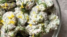 Crispy Smashed Potatoes with Lemon Dill & Chive Dressing