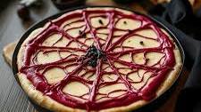 Delicious Bloody Beet Hummus with Cheese Web for Spooky Snacks