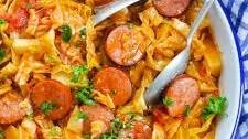 Dump-and-Bake Sausage and Cabbage Dinner