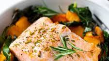 Easy Baked Salmon with Roasted Butternut Squash and Kale