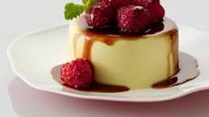 Eggnog Panna Cotta with Balsamic Raspberries