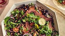 Field Greens, Poached Pear, and Black-Eyed Pea Salad with Citrus Vinaigrette Recipe
