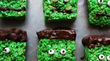 Frankenstein Krispies (Gluten, dairy, egg, soy, peanut & tree nut free; vegan option)