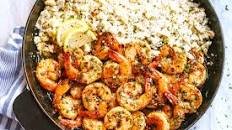 Garlic Butter Shrimp with Lemon Parmesan Cauliflower Rice