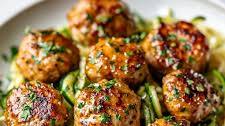 Garlic Butter Turkey Meatballs with Zucchini Noodles