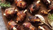 Goat Cheese Stuffed Bacon Wrapped Dates with Rosemary Honey