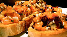 Golden Tomato Bruschetta W/ Gorgonzola & Balsamic Syrup