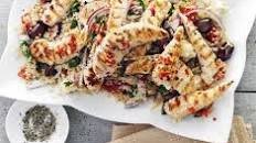 Griddled chicken with quinoa Greek salad