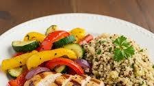Grilled Lemon Herb Chicken with Roasted Vegetables and Quinoa Pilaf