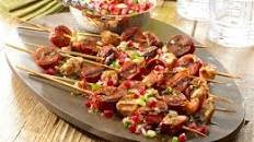 Grilled Octopus and Chorizo Skewers with Pomegranate Salsa