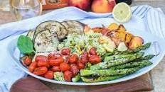 Grilled Peach and Vegetable Pesto Pasta