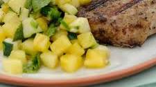 Grilled Pork Chops with Spicy Zucchini-Pineapple Salsa