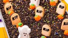 Halloween Graveyard Chocolate Poke Cake