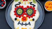 Healthier Day Of The Dead Sugar Skull Fruit Pizza