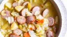 Healthy Green Cabbage and Sausage Soup with Potatoes