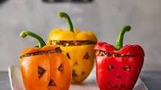 Healthy Halloween stuffed peppers